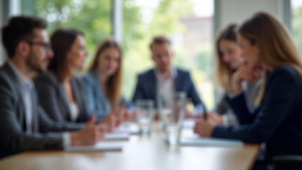 Diverse zakenmensen in vergadering rond tafel, notities makend